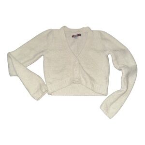 Urban Outfitters White Cropped Cardigan S Soft Girl Y2K Preppy Minimal Cozy